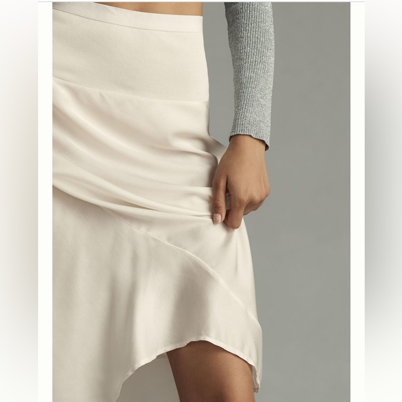 By Anthropologie Asymmetrical Satin Slip Skirt - Picture 5 of 10